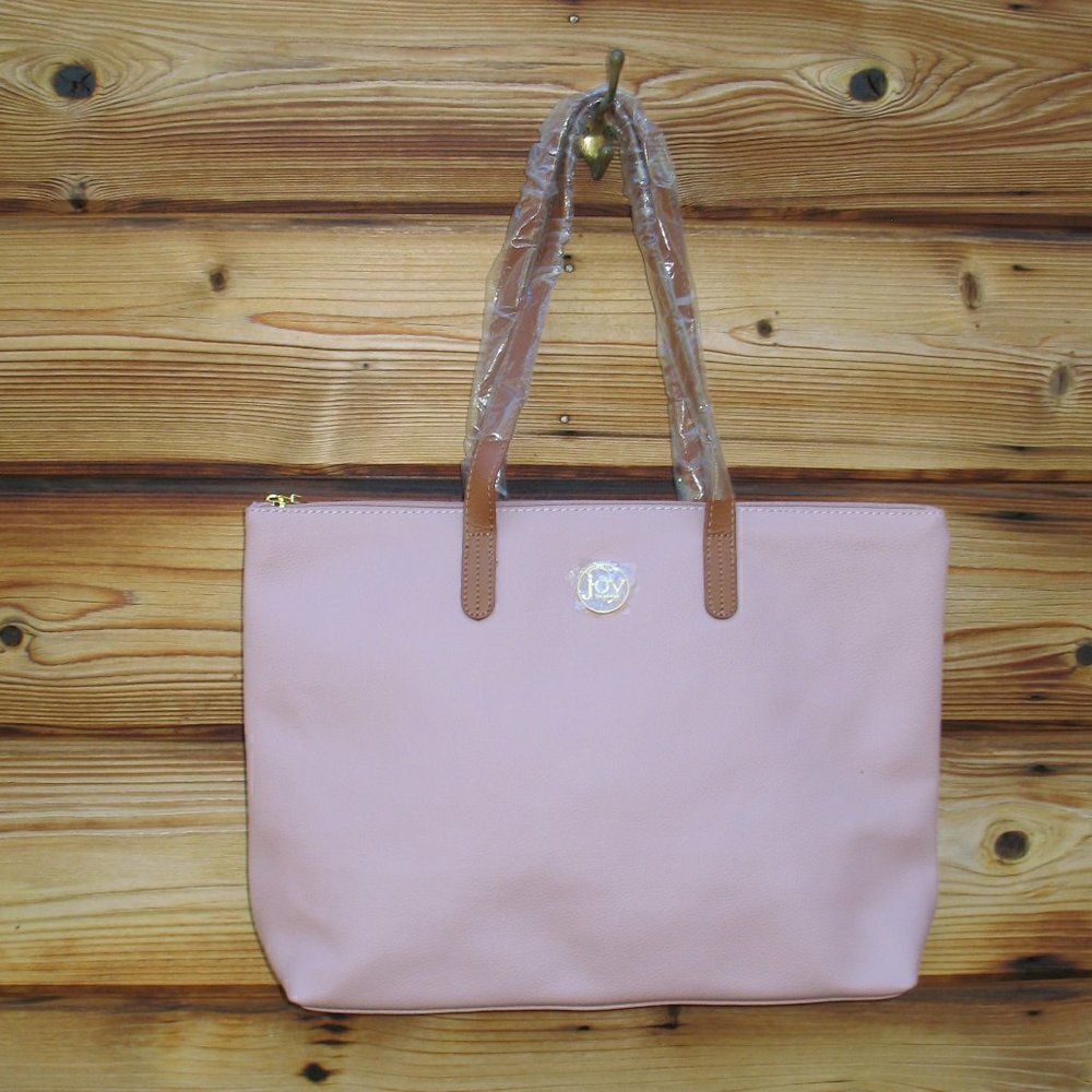 Joy Mangano Pink Leather Tote Bag